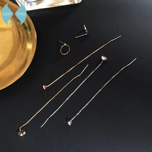 DIY accessories gold plating 925 Tremella chain round base circle earrings earrings cap material pendant Pendant