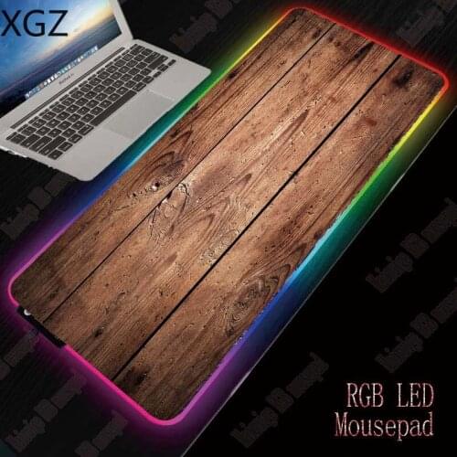XGZ Wood Texture For Gaming RGB Large Mouse Pad Gamer Big Mouse Mat Computer Mousepad Led Backlight Keyboard Desk Mat XXL