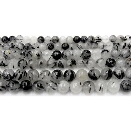 Natural Black Rutilated Quartz Round Loose Beads Strand 6/8/10MM For Jewelry DIY Making Necklace Bracelet