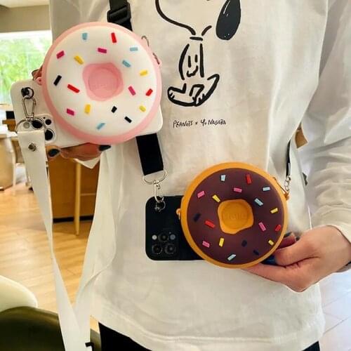 For Samsung Galaxy A7 A8 A9 A6 Plus J4 J6 J8 PLus A10 20s A20E M10 20 30 60s 80s Donuts Wallet Bag Soft TPU Case