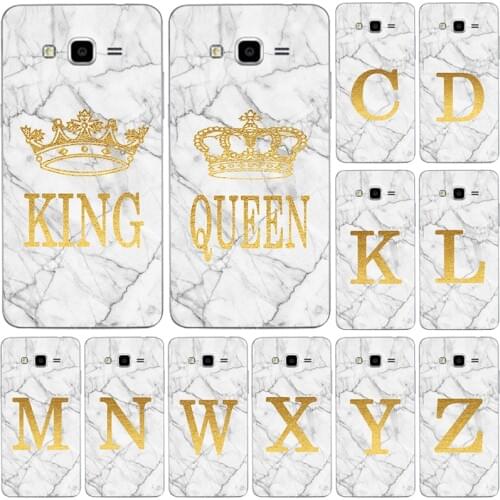 Phone case for Samsung Galaxy Core Prime G360 G3608 G360F G360H G361 G361F White Marble Golden English Letter Name Back Cover