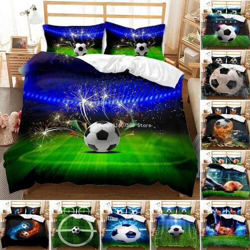 3D Digital Print Football Bedding Sets Boys Duvet Cover With Pillowcase 2/3pcs Queen Bed Set Children Fashion Comforter Set