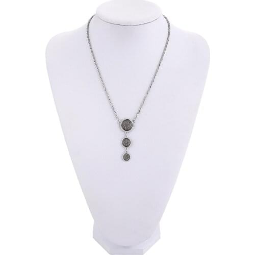 Elegant Black Resinstone Multi Dangle Necklace For Women Round Metal Long Pendants Chain fashion Jewelry Gold Colliers