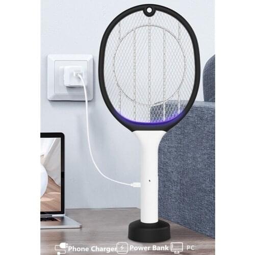 3000V USB Electric Insect Racket Swatter Zapper 1200mAh Rechargeable Mosquito Swatter Kill Fly Bug Zapper Killer Trap Household