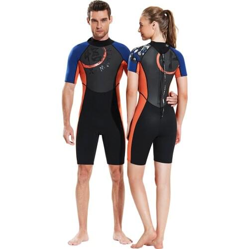 Men Women 1.5mm Neoprene+Shark Skin One-piece Short Sleeve Wetsuit Swimming Surfing Suit for Scuba Snorkeling Diving Sailing