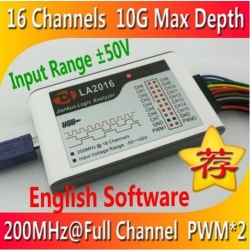 Kingst LA2016 USB Logic Analyzer 200M max sample rate,16Channels,10B samples, MCU,ARM,FPGA debug tool, English software