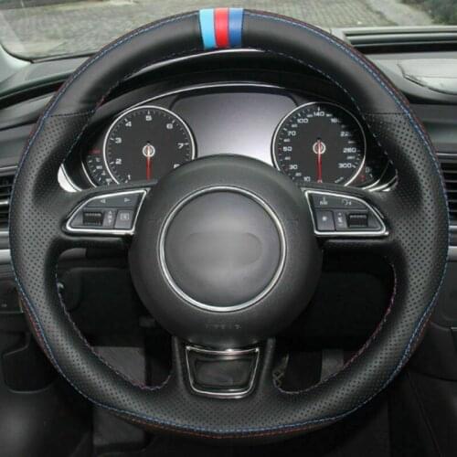 For Audi A1 A3 A5 A7 Top Leather Steering Wheel Hand-stitch on Wrap Cover