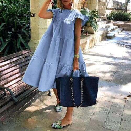 Summer Dress 2021 Women Summer Sundress Holiay Vintage Ruffled Party Dresses Casual Robe Plus Size Robe