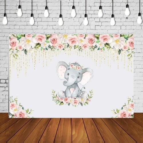 Sweet Girl Elephant Baby Shower Party Backdrop Cute mommys Baby Banner Newborn Portrait Background Poster Studio Decorations