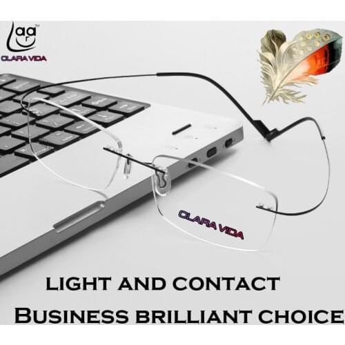 CLARA VIDA TITANIUM FRAME BLACK/SILVER MEN WOMEN RIMLESS 2G FRAME READING GLASSES WITH STEEL CASE +1 +1.5 +2 +2.5 +3 +3.5 +4