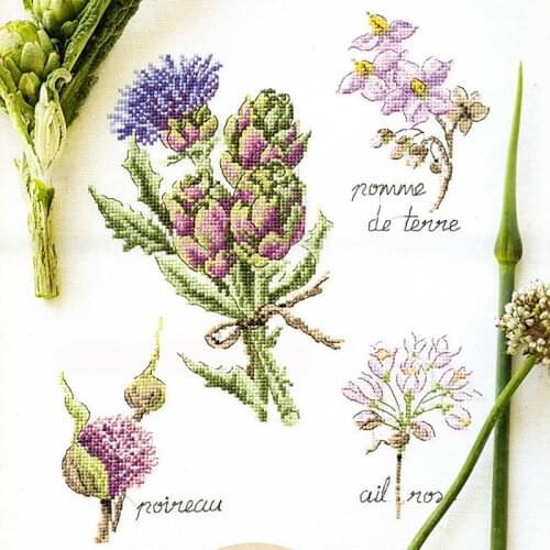 Kitchen Ingredients Fishxx Cross Stitch Kit VE12 Artichoke Fruit Flower Accurate Printing New Handmade Embroidery