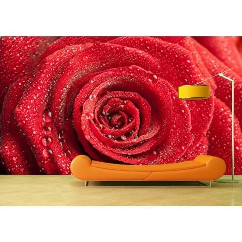 Custom Wallpaper Murals Waterdrop Red Rose Waterfall Self Adhesive Vinyl Wall Sticker Wall Paper Art Wall Painting Living Room
