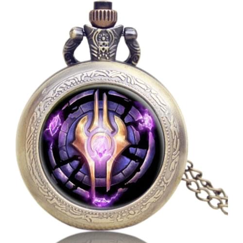 New Arrival World of Warcraft Delaney Family Theme Glass Dome Quartz Pocket watch With Necklace Chain Gift For Boys Men