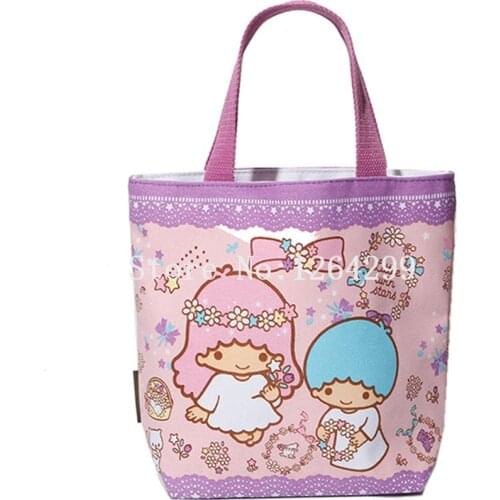 New Kawaii Anime Girls Small Zipper Canvas Handbags Woman Lunch Bags
