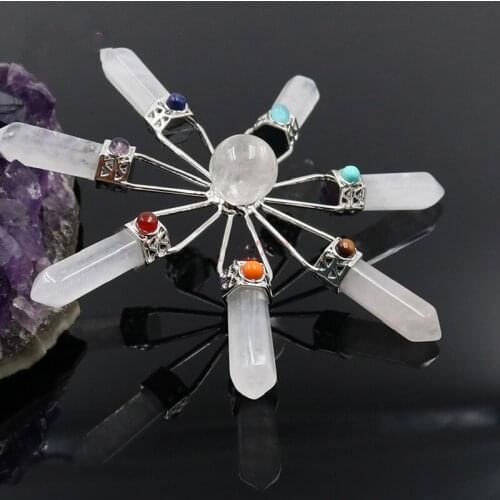 New Natural Stone White Crystal Transfer Beads Energy Chakra Pendant Ornaments Amethyst Pendant Lewelry