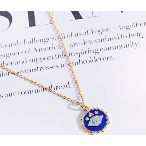 Fashion Turkish Blue Evil Eyes Necklaces For Women Vintage Devil Pendant Necklaces Choker Beads Party Jewelry