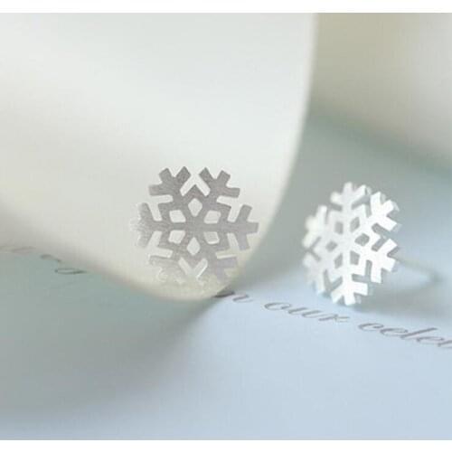 New Fashion Delicate Fine Simple Flower 925 Sterling Silver Jewelry Not Allergic Snowflakes Drawing Beautiful Stud Earrings SE19