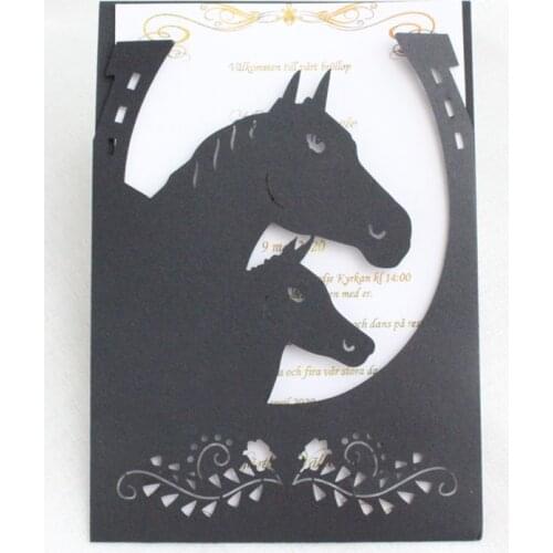 Black horse invitation postcards valentines' day birthday greeting card personalized printing
