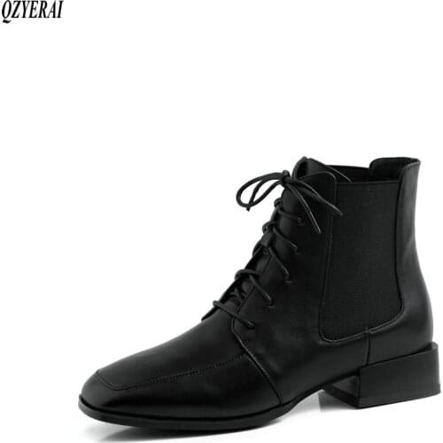 QZYERAI New style Genuine leather Riding boots Womens boots Autumn and winter Fashion female boots cowhide Womens shoes
