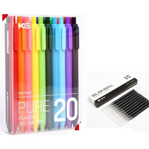 KACO Sign Pen 20 Colors pens 0.5mm Refill ABS Plastic Write Length 400m + 10pcs 0.5MM Refills(Black/Red/Blue)