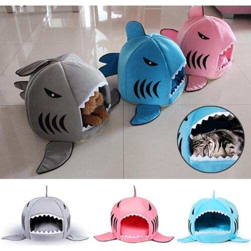 3D Shark Pet Bed Ultra Soft Pet Cave for Small Cat Dog with Removable Cushion
