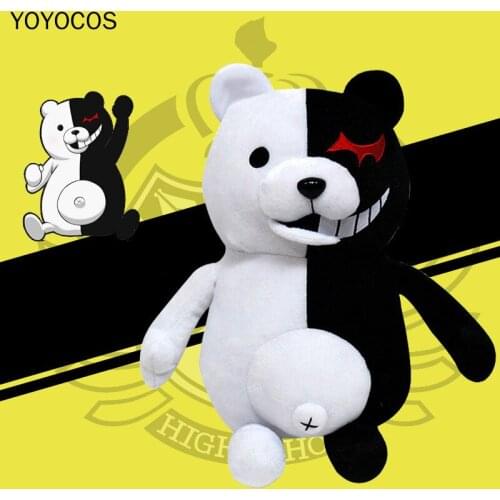 YOYOCOS Anime Danganronpa Bolster Black and White Bear Plush Dolls Cosplay Game Two-dimensional Space Anime Peripheral Halloween