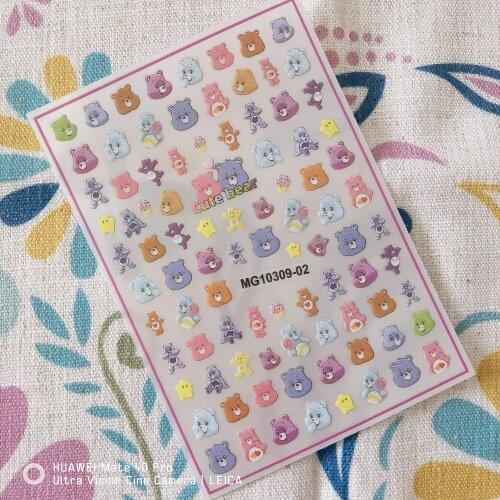 1 Sheet Cartoons bear 3D anime nails Back glue Nail decal Nail sticker Nail decoration Nail art