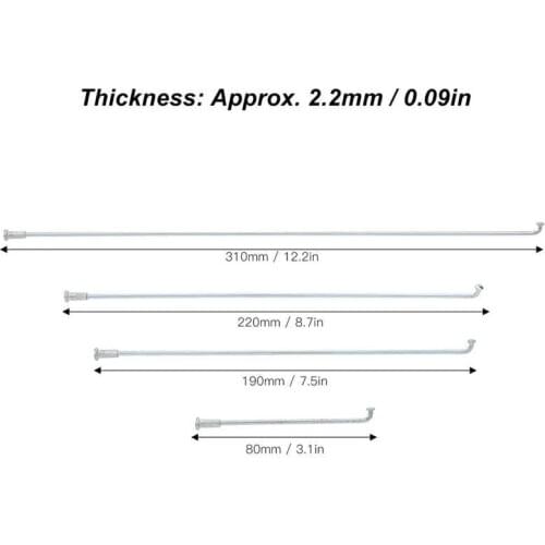 10pcs 13g Bike Spokes Stainless Steel Bicycle Spokes Tricycle Spokes Bike Accessory 80mm/190mm/220mm/310mm