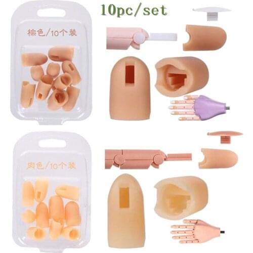 10Pcs/Set Skin Brown Colors Nail Art Practice Hand Silicone Finger Cover Fake Hand Replacement Finger Parts Wholesale