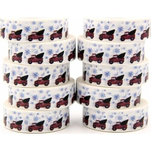 10pcs/Lot 15mm x 10m Christmas Snow Red Cars Washi Tape Scrapbook Paper Masking Adhesive Merry Christmas Washi Tape Set
