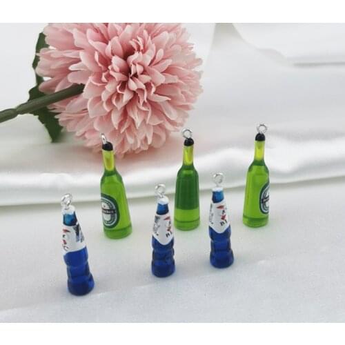 10Pcs Resin Beer Bottle DIY Charms DIY 3D Mini Brewage Bottle Earrings Pendant For Keychain Necklace Jewelry Accessory Handmade