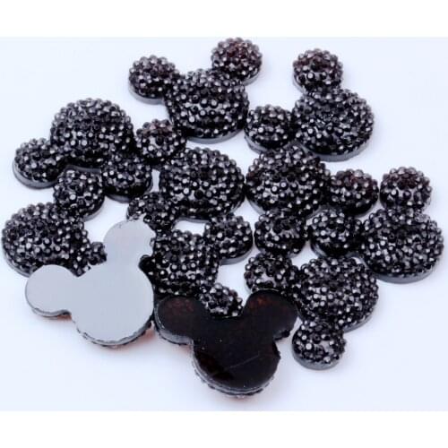 20pcs 20x23mm Many Color Mickey Head Flatback Resin Rhinestone Glue On DIY Nail Art Crafts Jewelry Garments Backpack Decorations