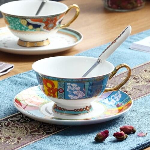 3pcs/set Porcelain Cup and Saucer Ceramic Tea Cup High-End Coffee Set Cup Classical Tea Cup with Spoon Dish