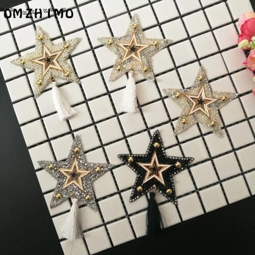 8.5cm star design hotfix rhinestone motif iron on patches applique for heat transfer clothing shoe bag diy