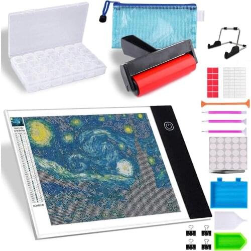 A4(20X30CM) LED Light Pad with Detachable Stand Clips for Diamond Painting USB Powered Light Board Kit Adjustable Brightness