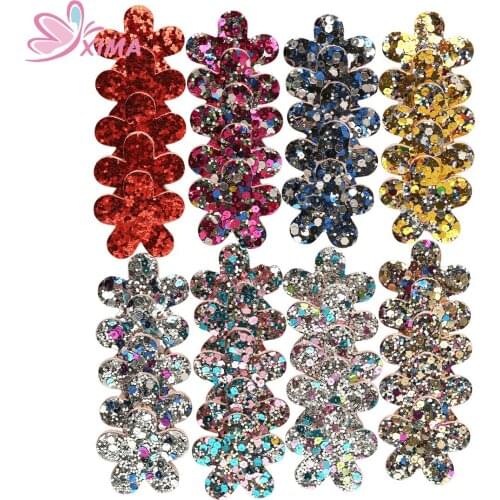 XIMA 80pcs/lot Clothing Accessories Sequin Flower DIY Handmade Hair Flower Bows No Clips Girls Headwear Hair Accessories