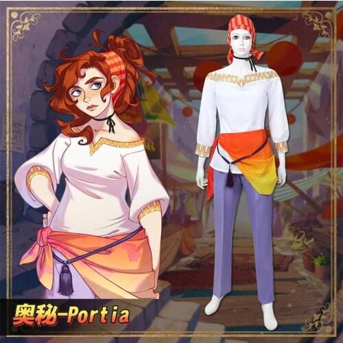 Anime The Arcana Asra Stand-Portia Game Uniform Dresses Printing Christmas Halloween Free shipping CG848ZS