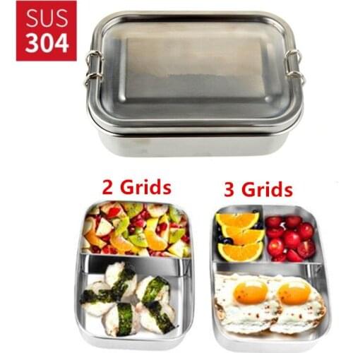 Large Capacity 1200ml Lunch Box with divider 304 Stainless Steel Sealed Leakproof Rectangular Lunch Box Container For Picnic