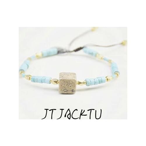 Imperial stone mix green beads nylon friendship bracelet