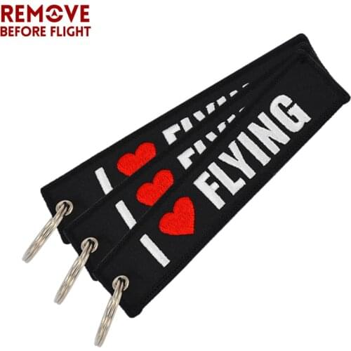 Motorcycle Keychain I LOVE FLYING Key Ring OEM Keychain Fashion Jewelry Safety Label Embroidery Chain Aviation Gifts 3 PCS/LOT