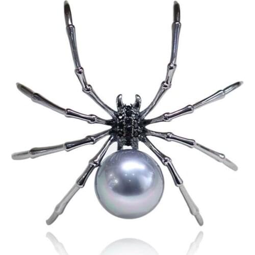 Spider brooch crystal Imitation pearl cool fashion jewelry summer charm quality zircon birthday gift lover wed party dropshiping