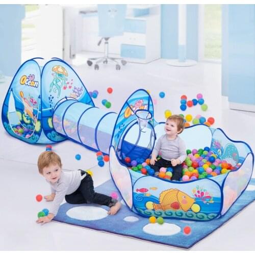 Baby Ballon Playpen Portable 3 In 1 Children Ball Pool Kids Tent Ball Pit Crawling Tunnel Kid Playground Yard Rooom Pool Gift