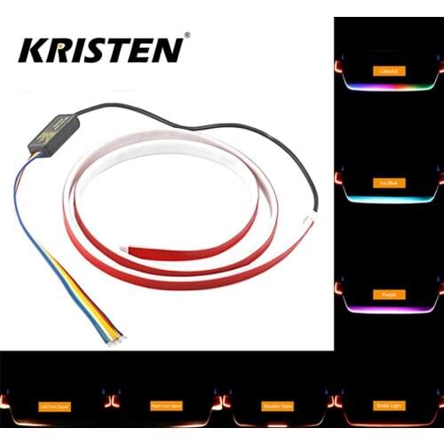 1.2m Car Additional Brake Light Rear Trunk Tail Led Lights Dynamic Streamer Lighting Reverse Warning Lamp Rgb Strip