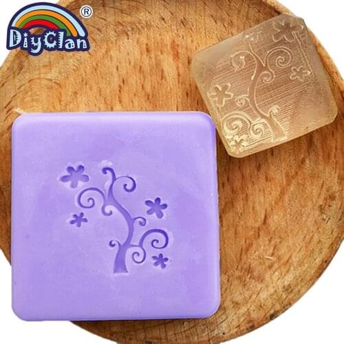Tree resin soap stamp mold diy handmade Small flower tree patterns organic soap chapter Acrylic soap seal mold Z0120SY