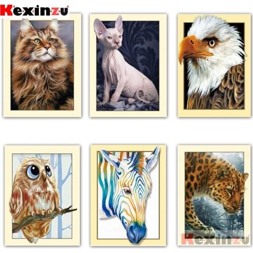 KEXINZU Paint With Diamond Embroidery "Pet cat dog animal" Diamond Painting Full Square Round Picture Of Rhinestone Decor