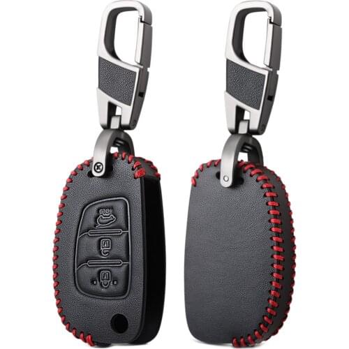 3 Button Leather Car Remote Flip Key Fob Shell Cover Case For Hyundai Creta I10 I20 Tucson Elantra Santa Fe 2016 2017 2018 2019