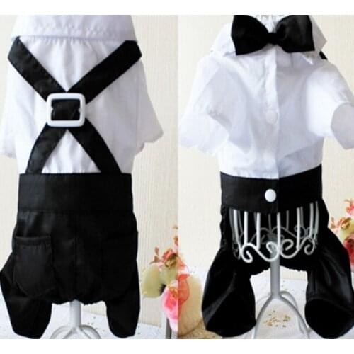 Hot! Pet Dog Cat Clothes Prince Tuxedo Bow Tie Suit Puppy Costume Jumpsuit Coat S-XXL Dog Clothes Suit for dogs