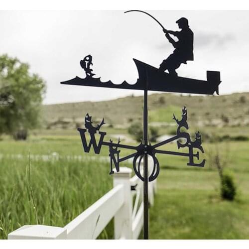 Farmhouse Weather Vane Garden Roof Mount, Wind Direction Indicator Kits Outdoor Metal Bracket Weather Vane