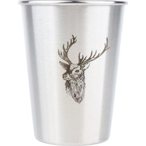 Stainless Steel Stackable Cups Deer Pattern Beach Party Beverage Portion