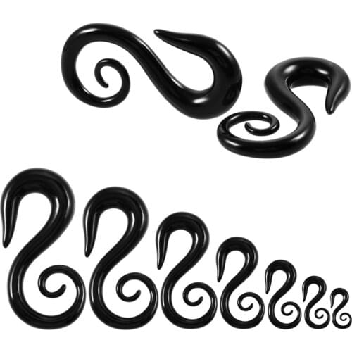 NEW Pair Black Acrylic Fake Spiral Ear Taper Ear Flesh Tunnel Plugs Piercing 2mm-8mm Swirl Question Ear Expander Taper Jewelry